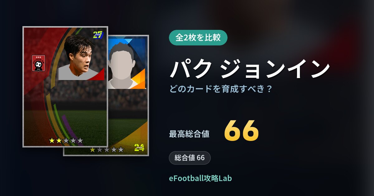 【イーフト】パク ジョンインはどのカードを育成すべき？全2枚を比較