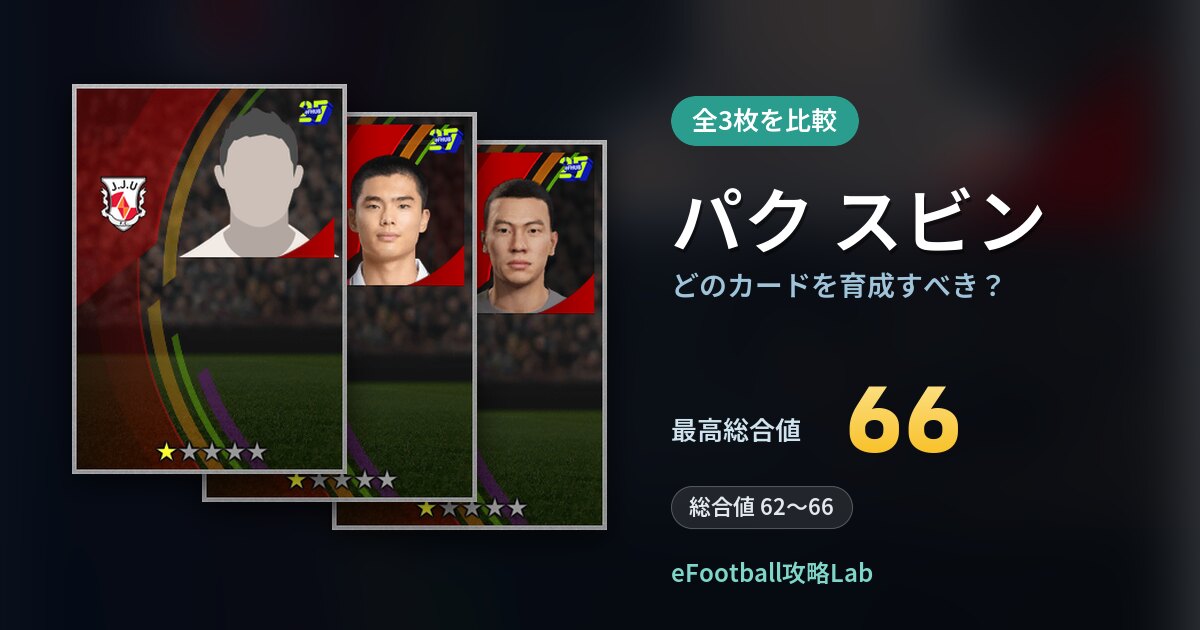 【イーフト】パク スビンはどのカードを育成すべき?全3枚を比較