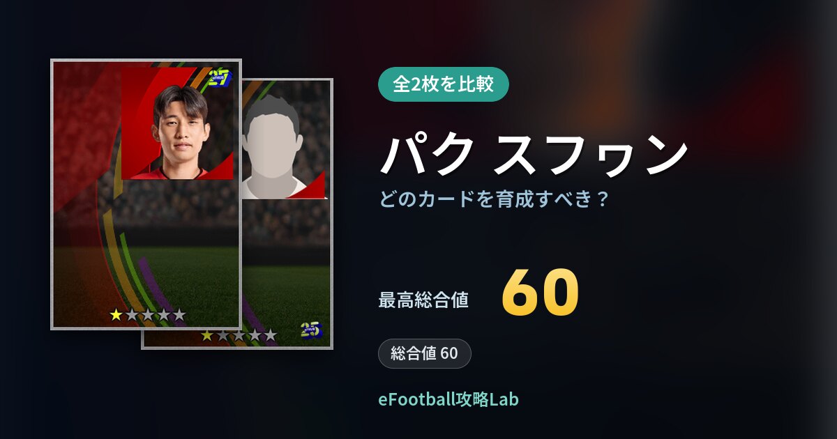 【イーフト】パク スフヮンはどのカードを育成すべき？全2枚を比較