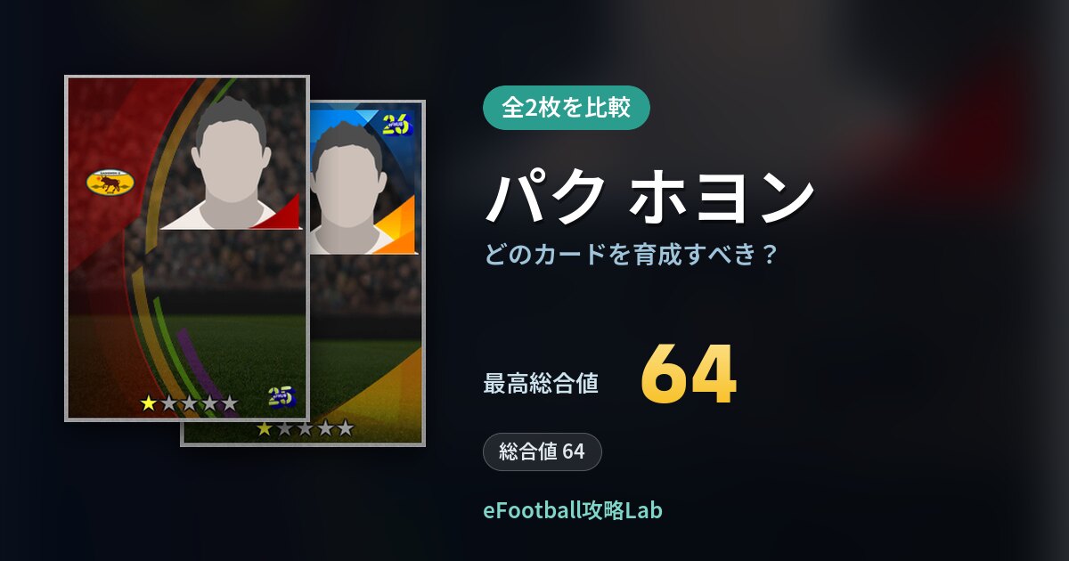 【イーフト】パク ホヨンはどのカードを育成すべき？全2枚を比較