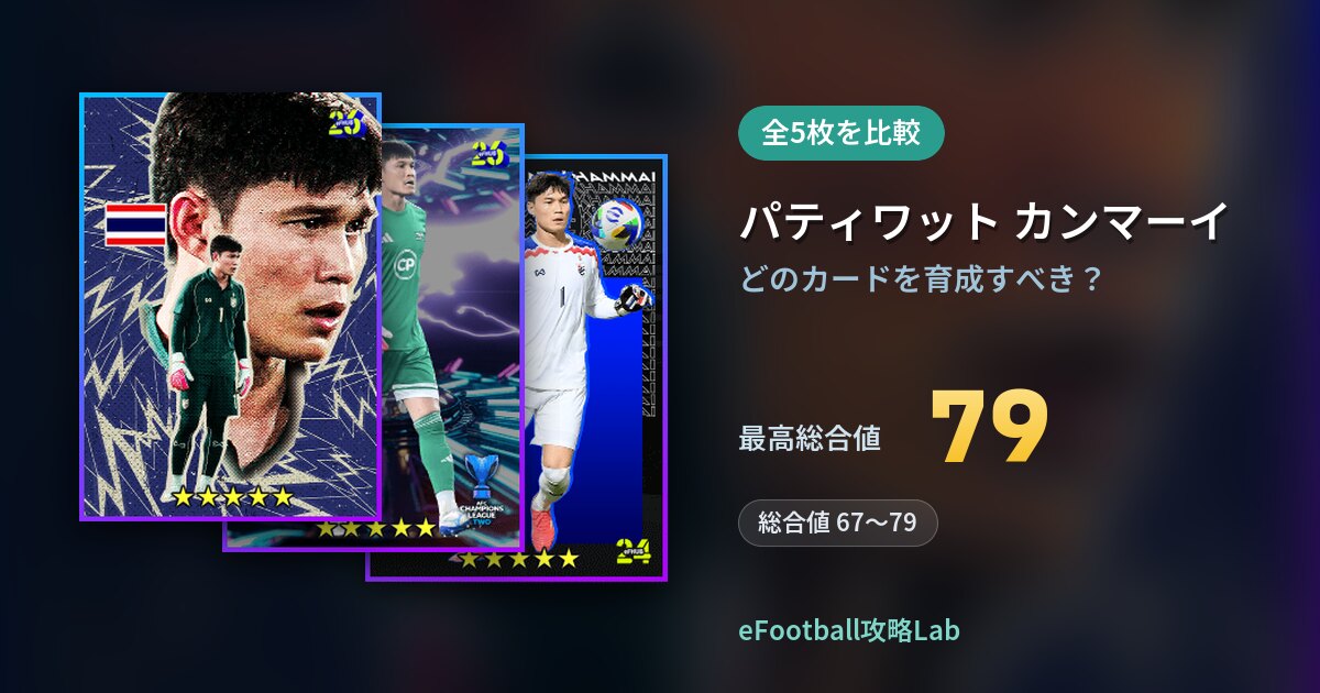【イーフト】パティワット カンマーイはどのカードを育成すべき？全5枚を比較