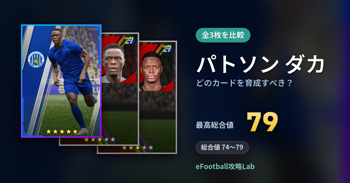 【イーフト】パトソン ダカはどのカードを育成すべき？全3枚を比較