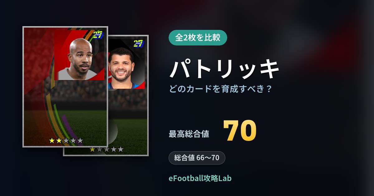 【イーフト】パトリッキはどのカードを育成すべき?全2枚を比較