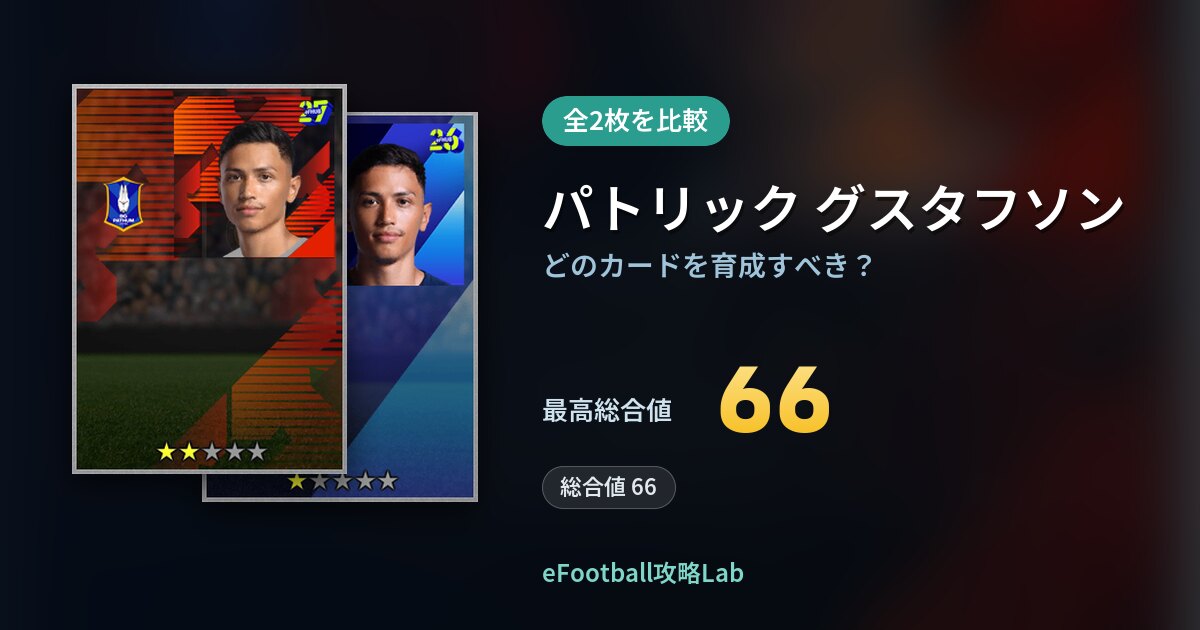 【イーフト】パトリック グスタフソンはどのカードを育成すべき？全2枚を比較