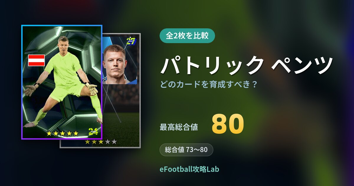【イーフト】パトリック ペンツはどのカードを育成すべき?全2枚を比較