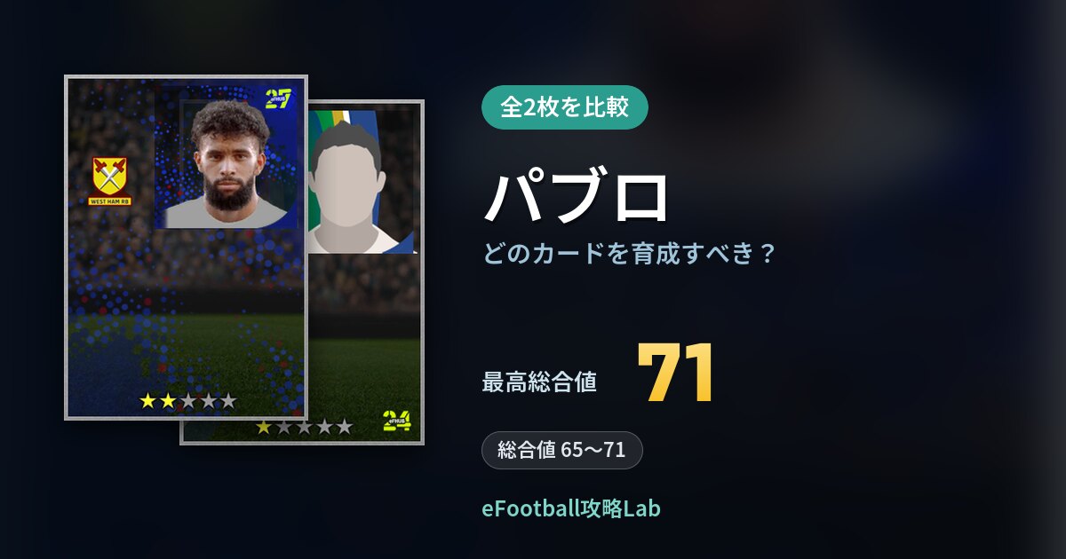 【イーフト】パブロはどのカードを育成すべき?全2枚を比較