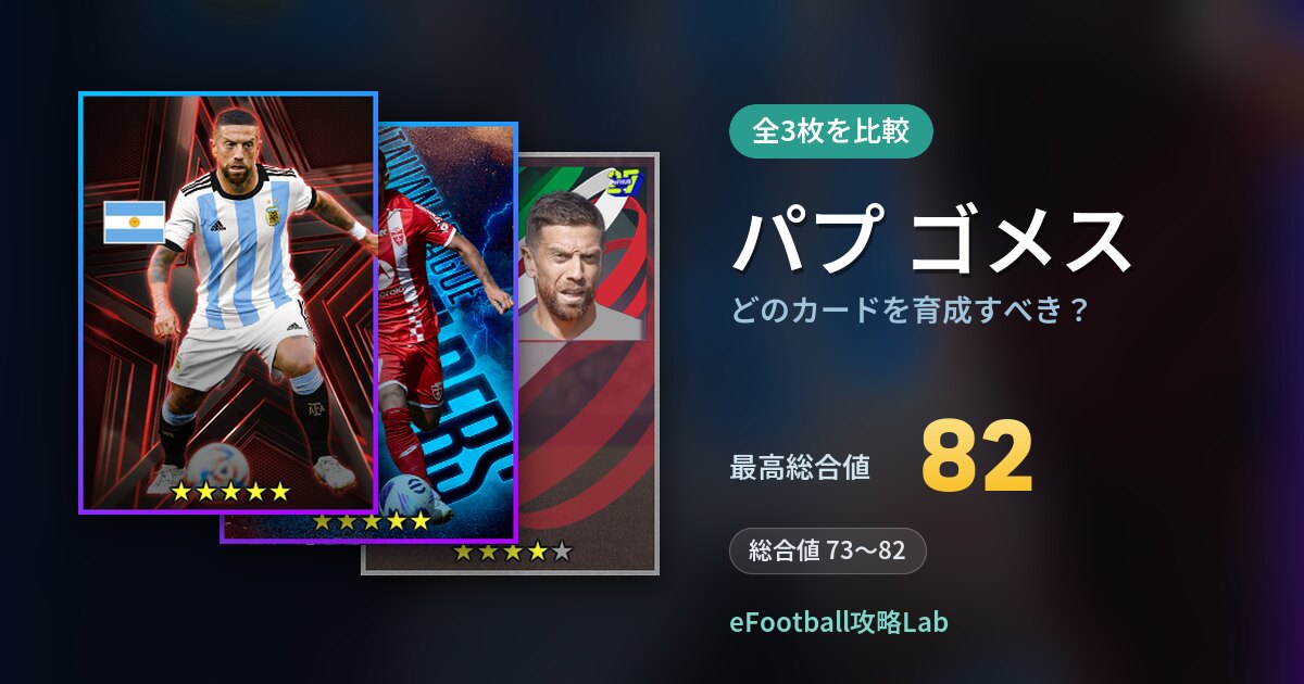 【イーフト】パプ ゴメスはどのカードを育成すべき？全3枚を比較
