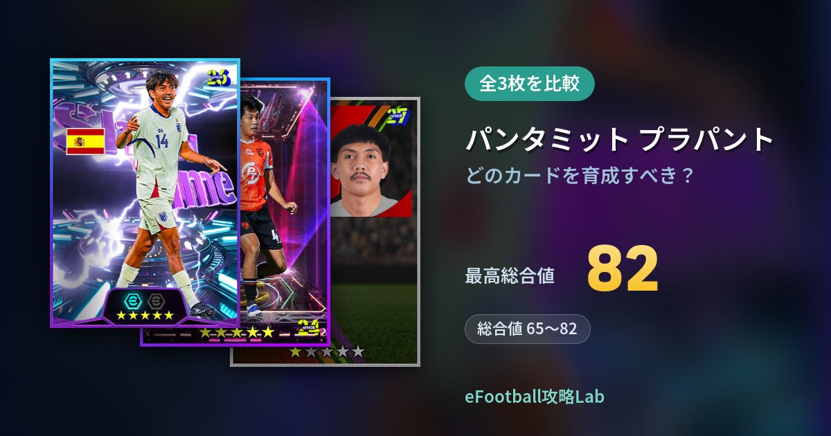 【イーフト】パンタミット プラパントはどのカードを育成すべき?全3枚を比較