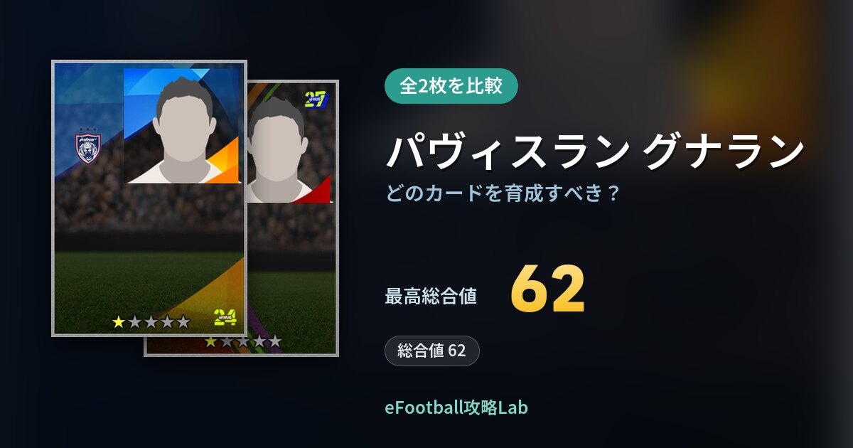 【イーフト】パヴィスラン グナランはどのカードを育成すべき？全2枚を比較