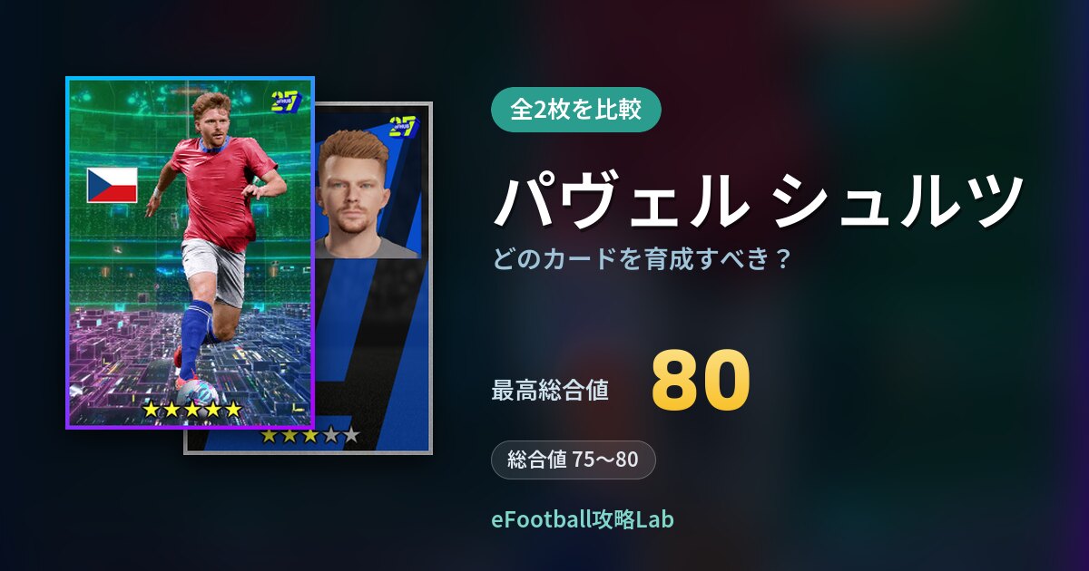 【イーフト】パヴェル シュルツはどのカードを育成すべき？全2枚を比較