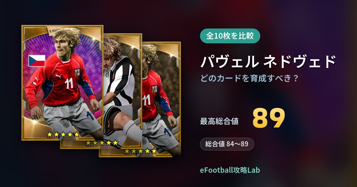 【イーフト】パヴェル ネドヴェドはどのカードを育成すべき？全10枚を比較