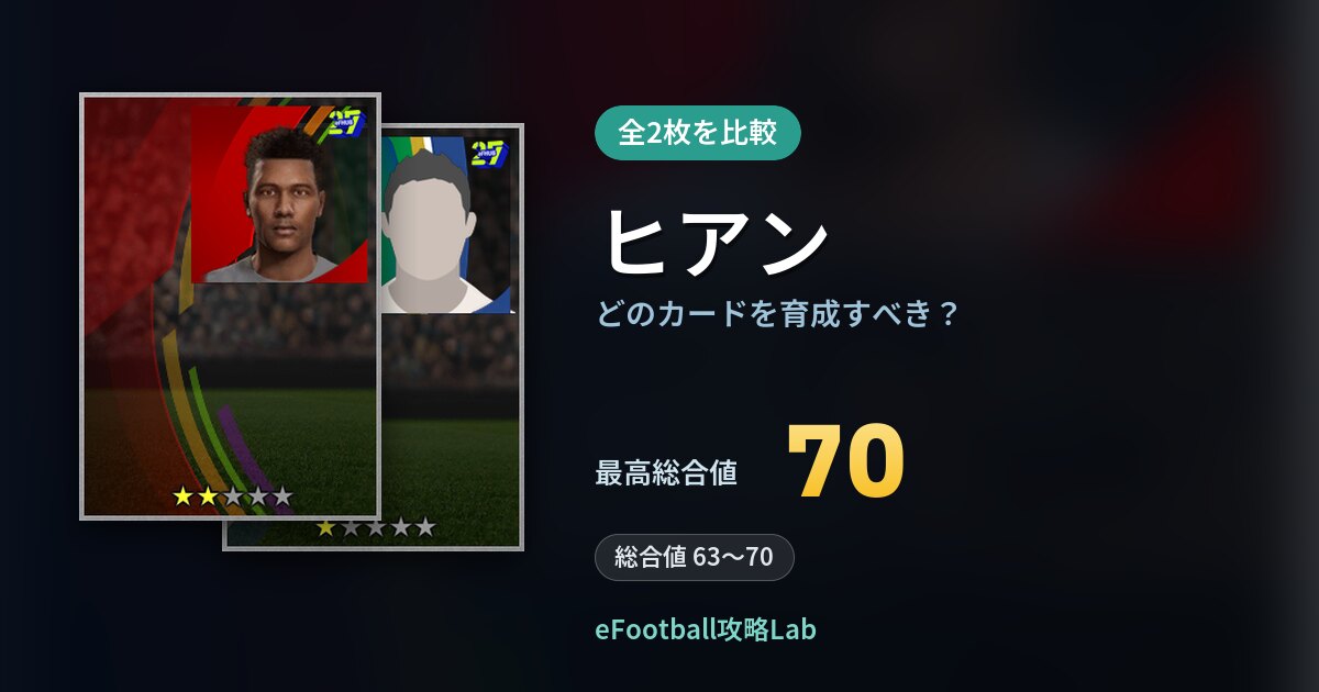 【イーフト】ヒアンはどのカードを育成すべき?全2枚を比較
