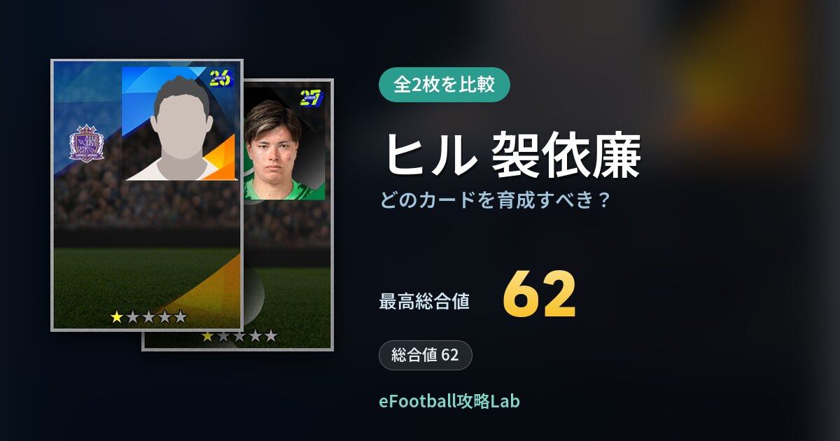 【イーフト】ヒル 袈依廉はどのカードを育成すべき?全2枚を比較