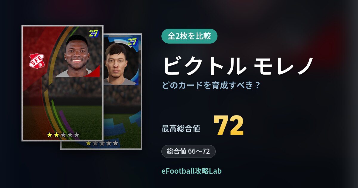 【イーフト】ビクトル モレノはどのカードを育成すべき?全2枚を比較