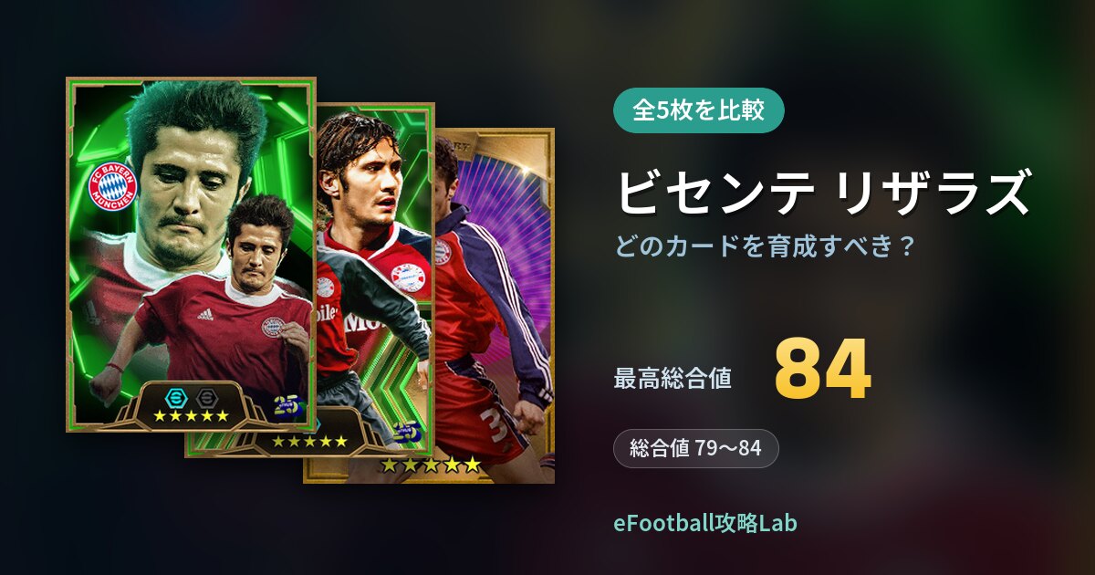 【イーフト】ビセンテ リザラズはどのカードを育成すべき？全5枚を比較