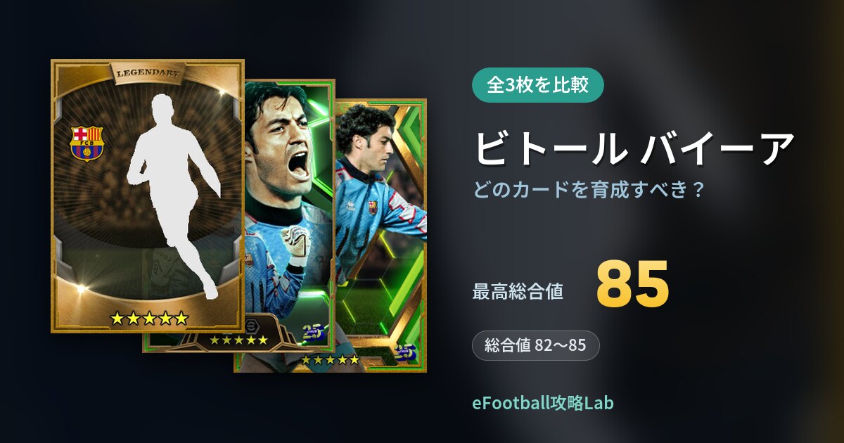 【イーフト】ビトール バイーアはどのカードを育成すべき？全3枚を比較