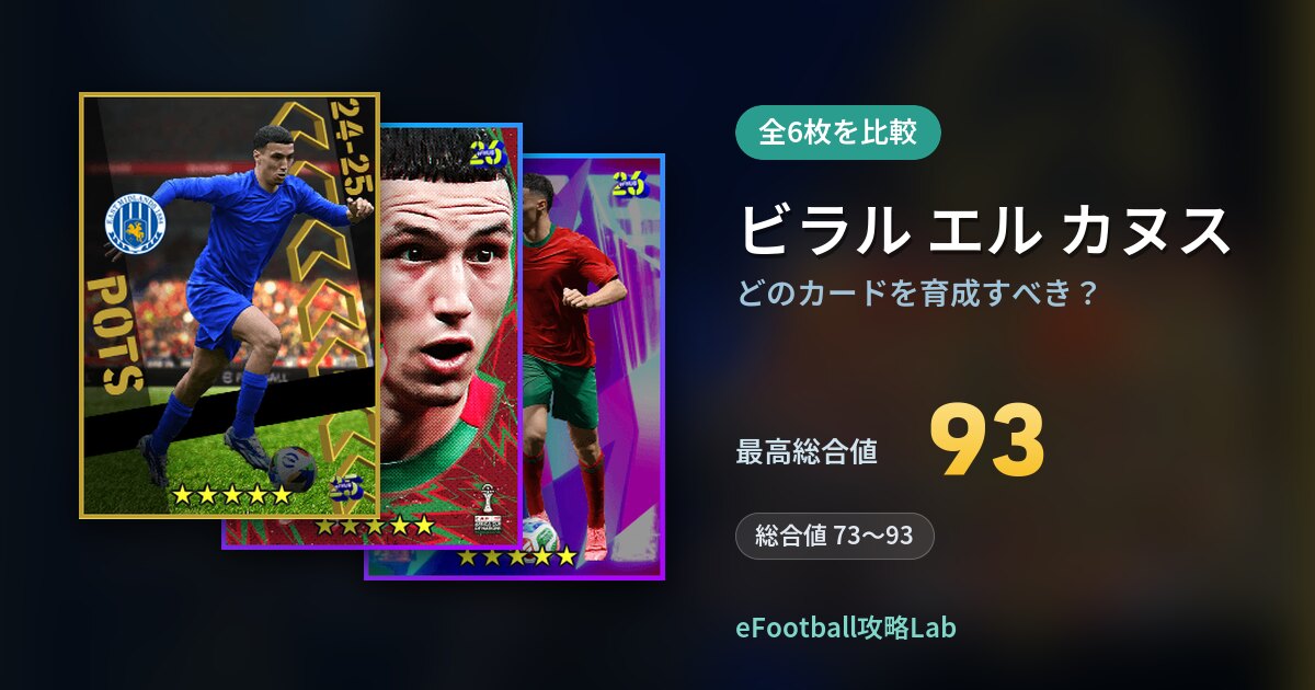 【イーフト】ビラル エル カヌスはどのカードを育成すべき？全6枚を比較