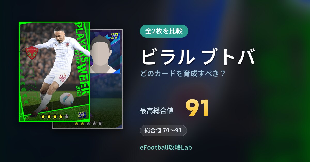 【イーフト】ビラル ブトバはどのカードを育成すべき？全2枚を比較