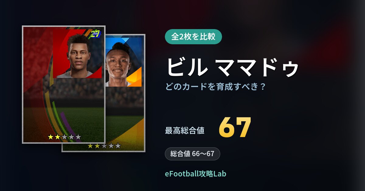【イーフト】ビル ママドゥはどのカードを育成すべき？全2枚を比較