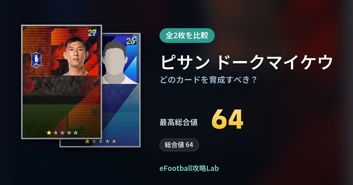 【イーフト】ピサン ドークマイケウはどのカードを育成すべき？全2枚を比較