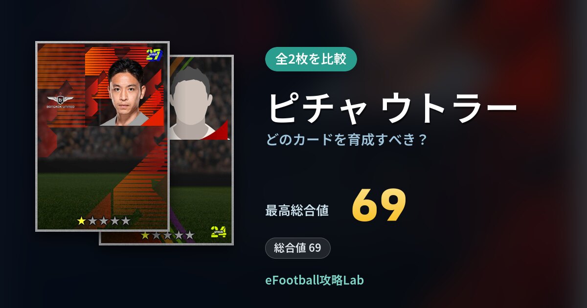 【イーフト】ピチャ ウトラーはどのカードを育成すべき？全2枚を比較