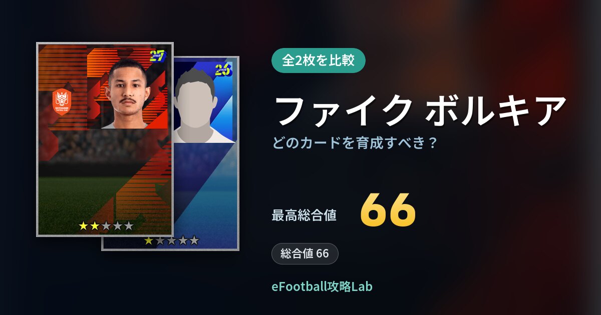【イーフト】ファイク ボルキアはどのカードを育成すべき？全2枚を比較