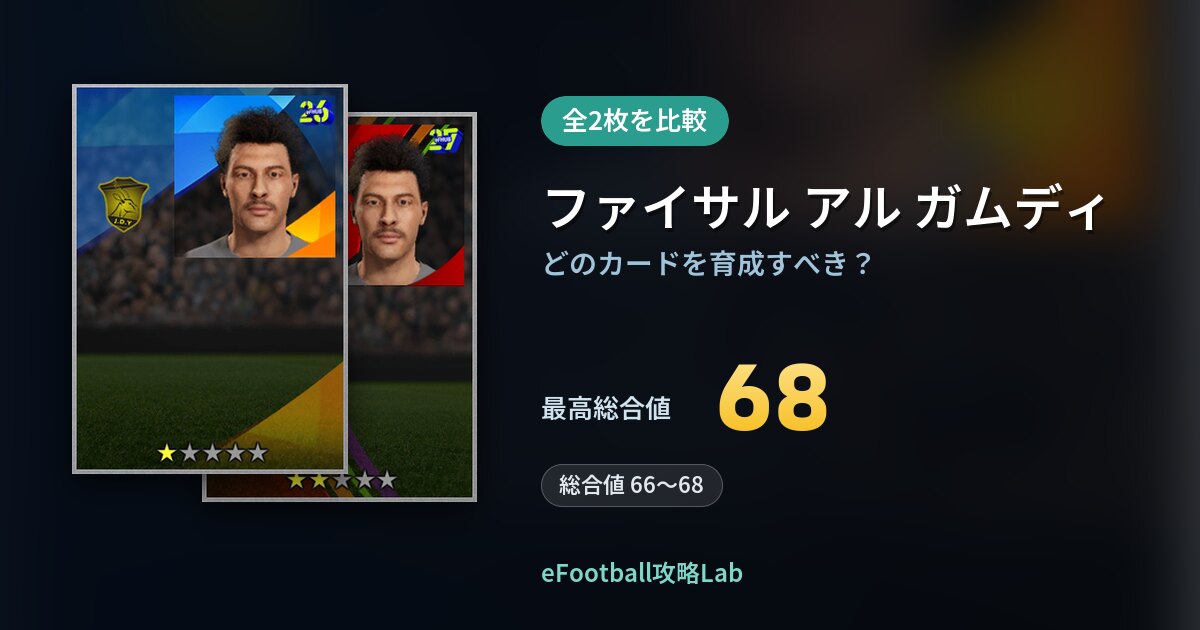 【イーフト】ファイサル アル ガムディの育成カード比較（全2枚）