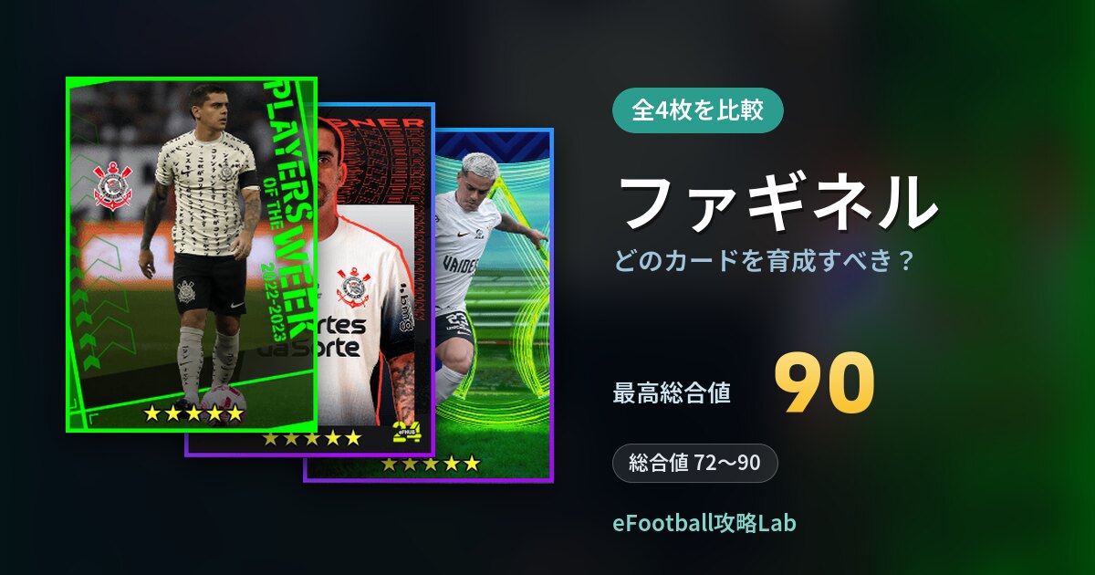 【イーフト】ファギネルはどのカードを育成すべき？全4枚を比較