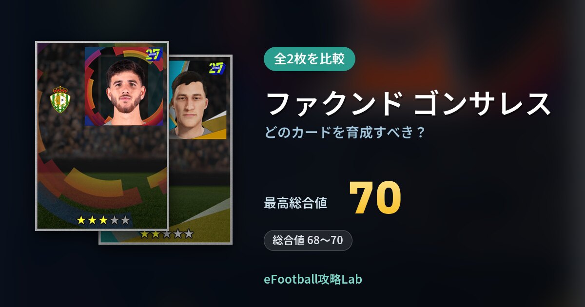 【イーフト】ファクンド ゴンサレスはどのカードを育成すべき？全2枚を比較