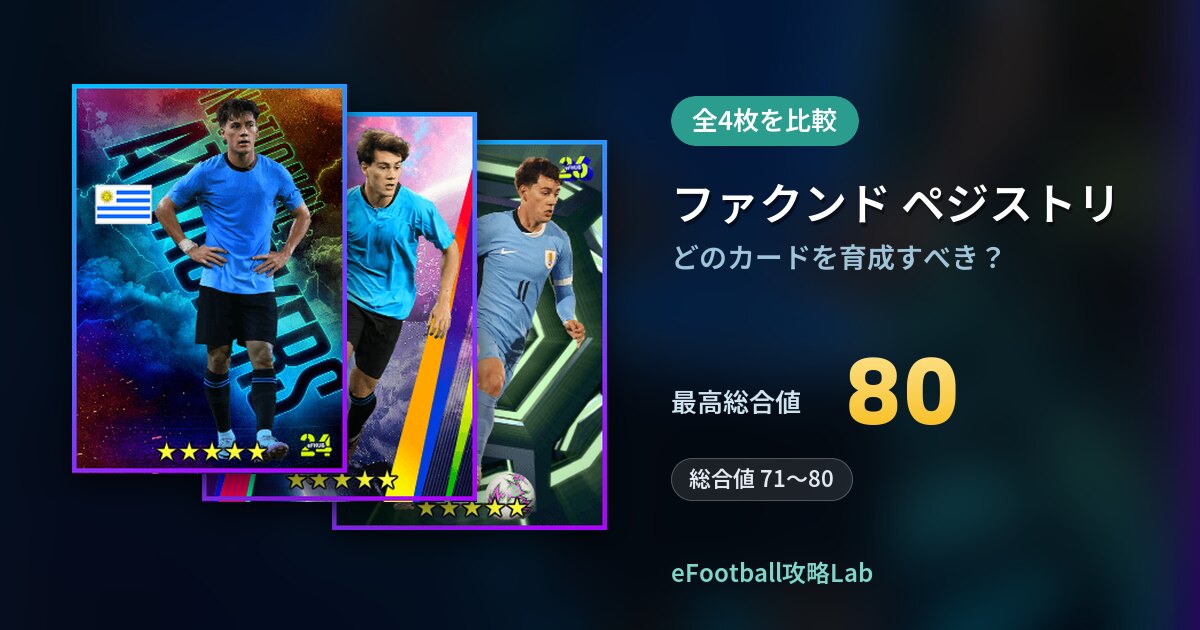 【イーフト】ファクンド ペジストリはどのカードを育成すべき？全4枚を比較