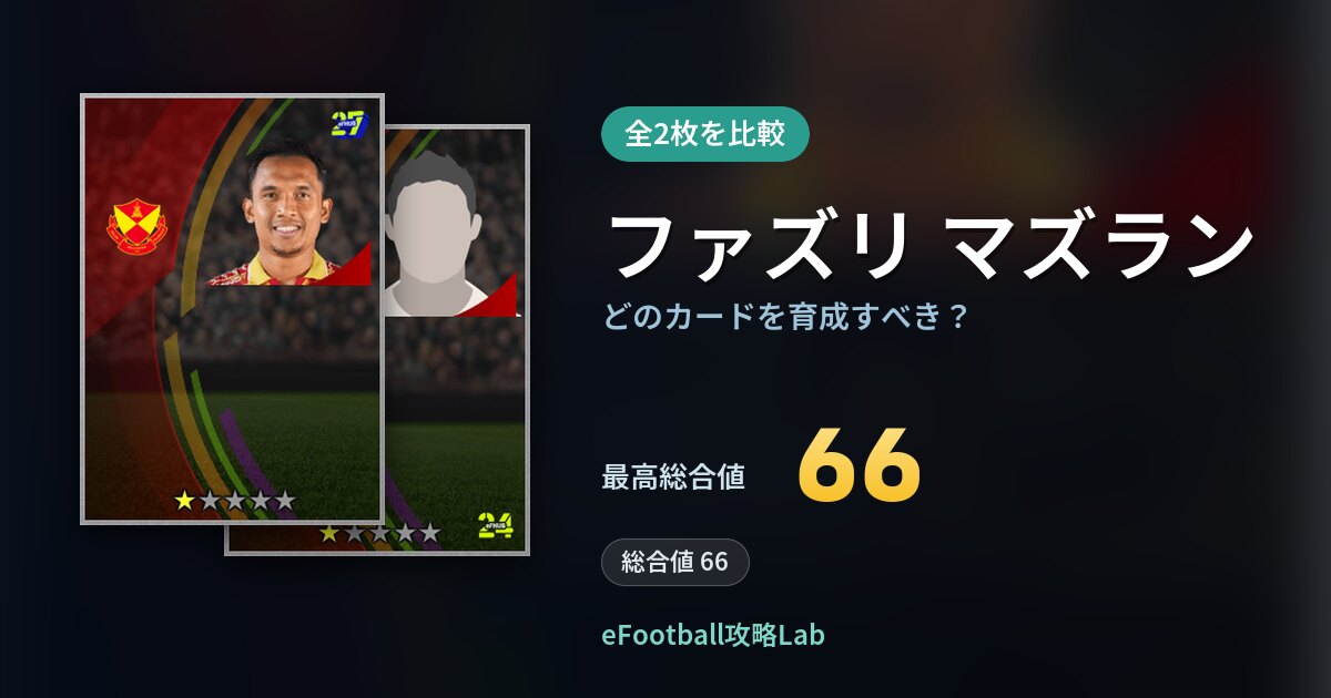 【イーフト】ファズリ マズランはどのカードを育成すべき？全2枚を比較