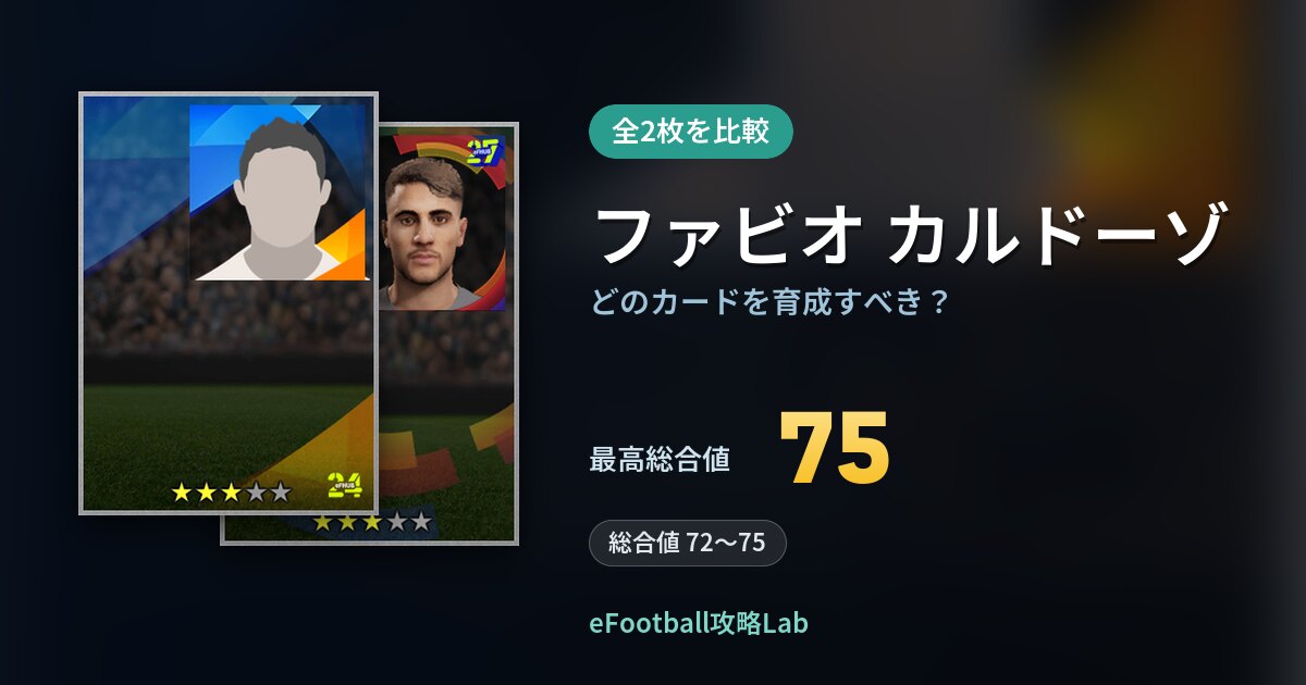 【イーフト】ファビオ カルドーゾはどのカードを育成すべき？全2枚を比較