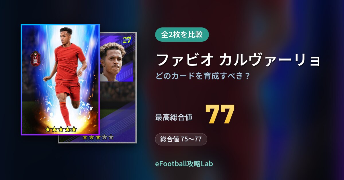 【イーフト】ファビオ カルヴァーリョはどのカードを育成すべき？全2枚を比較