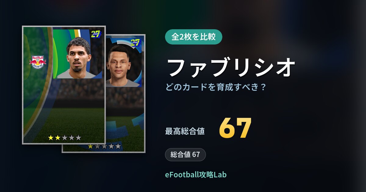 【イーフト】ファブリシオはどのカードを育成すべき？全2枚を比較
