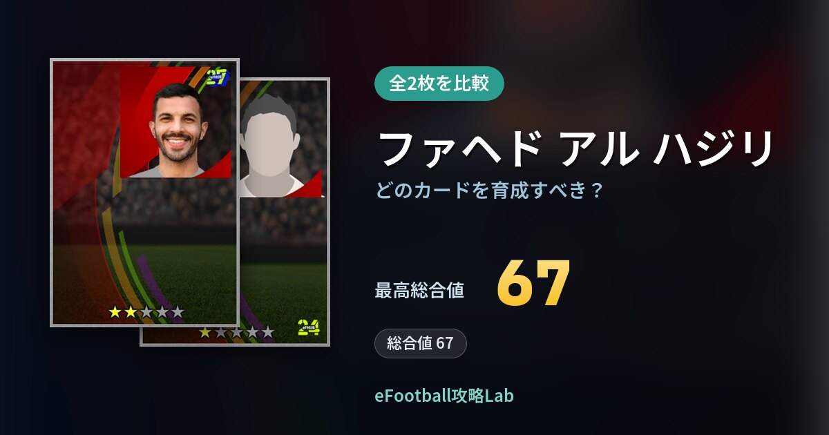 【イーフト】ファヘド アル ハジリはどのカードを育成すべき？全2枚を比較