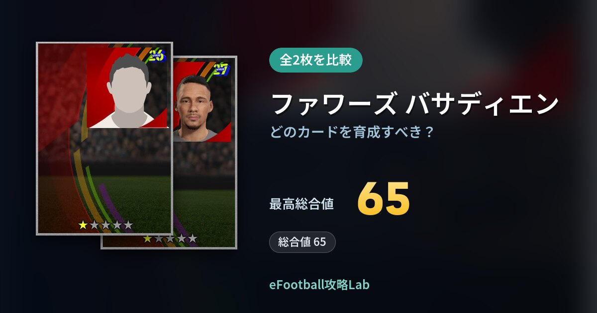 【イーフト】ファワーズ バサディエンはどのカードを育成すべき？全2枚を比較