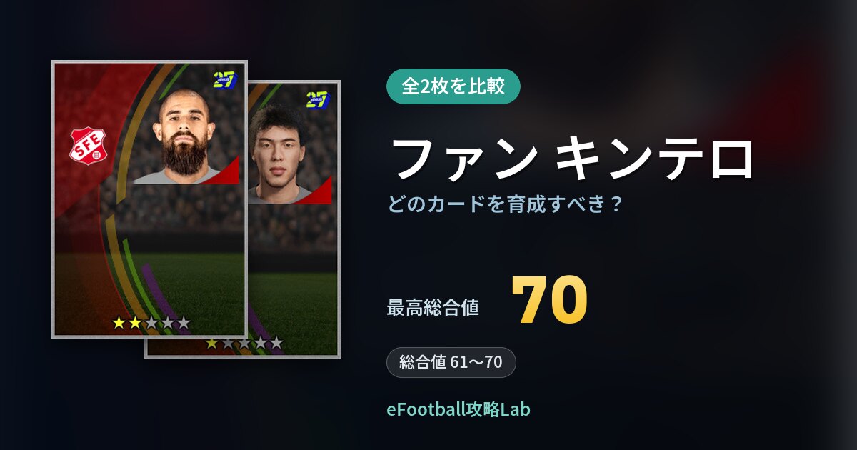 【イーフト】ファン キンテロはどのカードを育成すべき？全2枚を比較