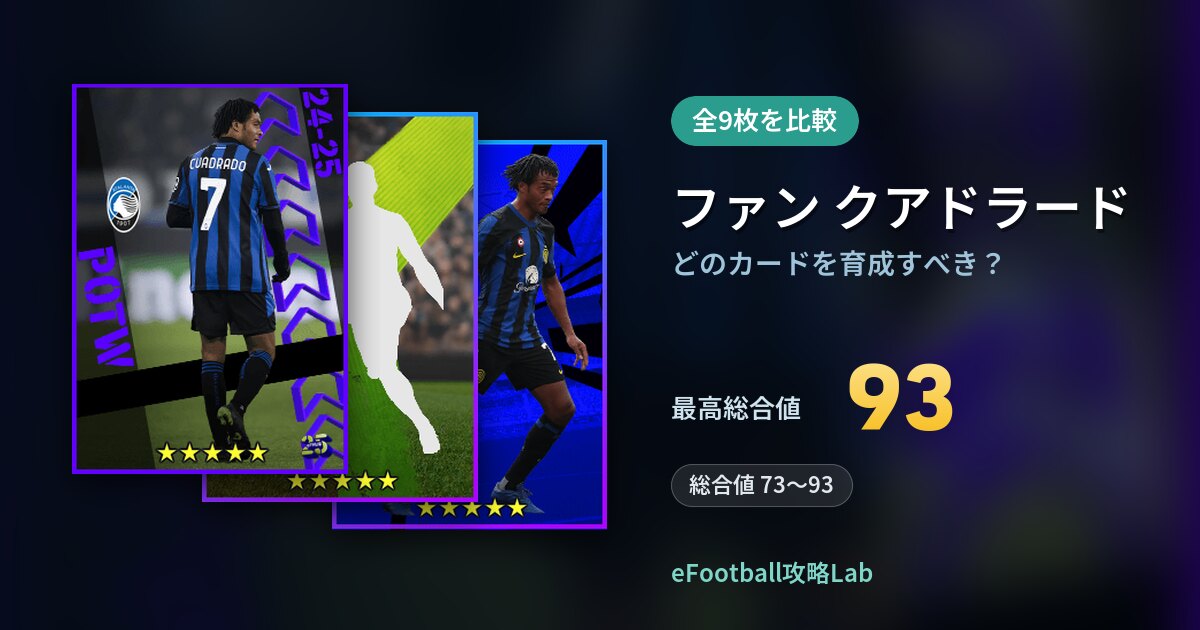 【イーフト】ファン クアドラードはどのカードを育成すべき？全9枚を比較