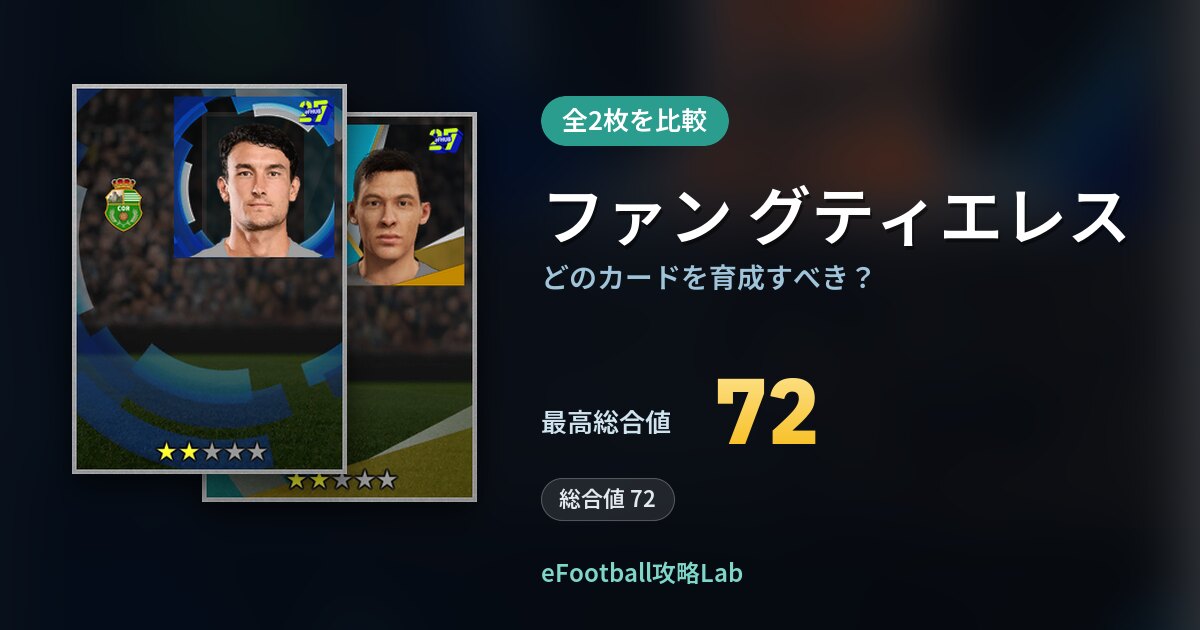 【イーフト】ファン グティエレスはどのカードを育成すべき？全2枚を比較