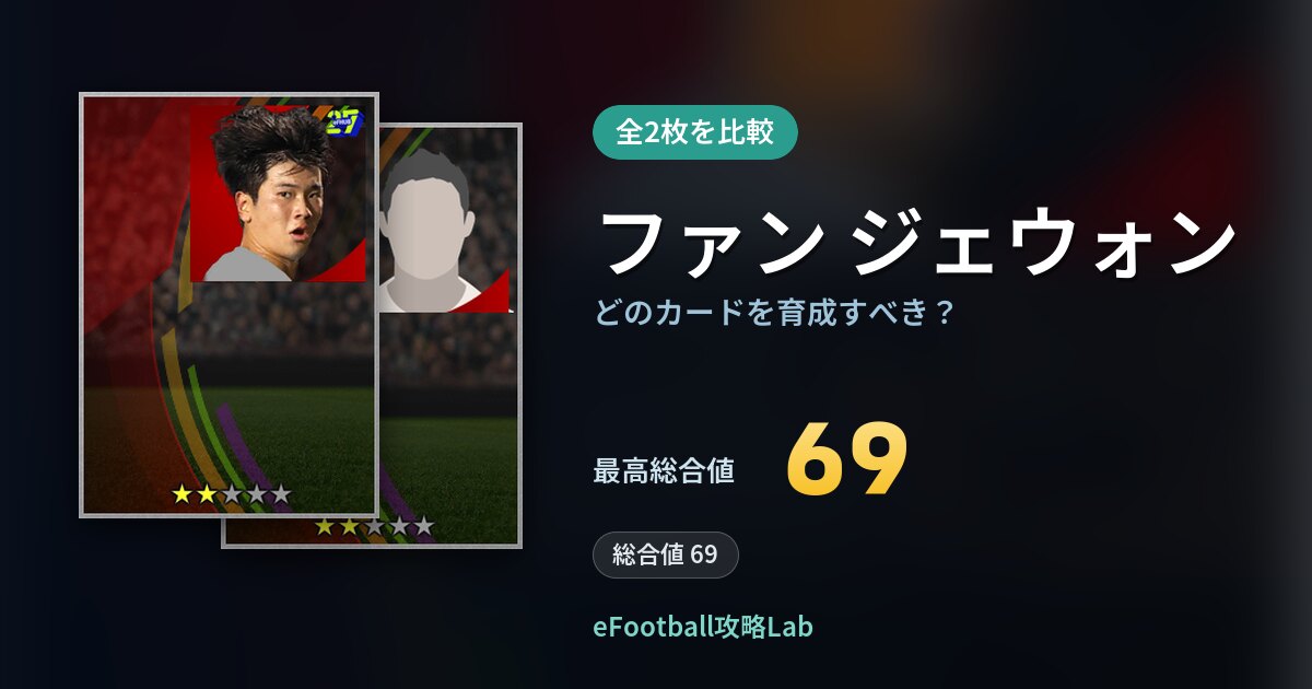 【イーフト】ファン ジェウォンはどのカードを育成すべき？全2枚を比較