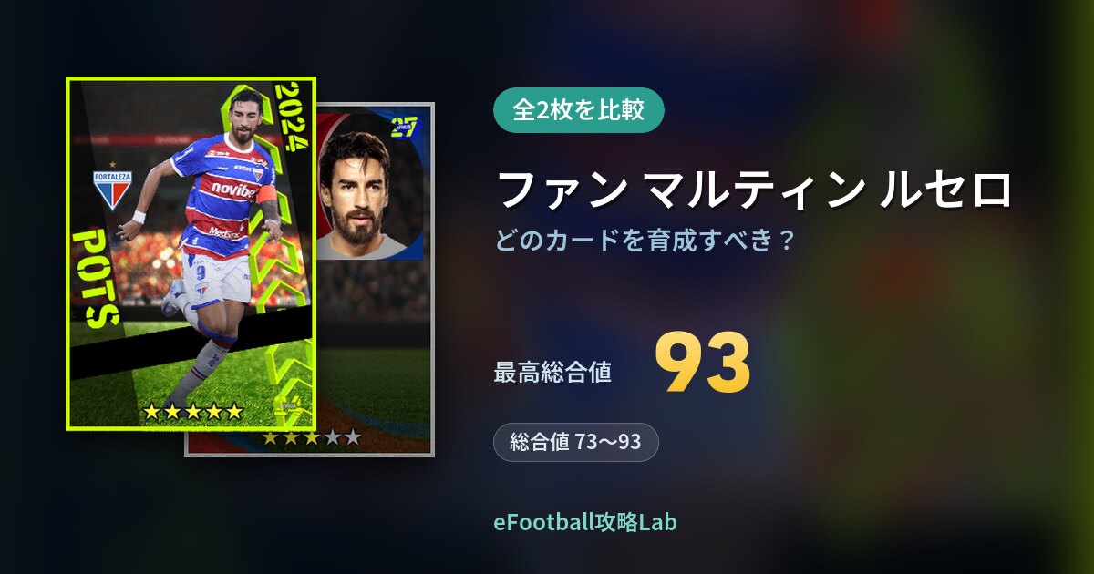 【イーフト】ファン マルティン ルセロの育成カード比較（全2枚）