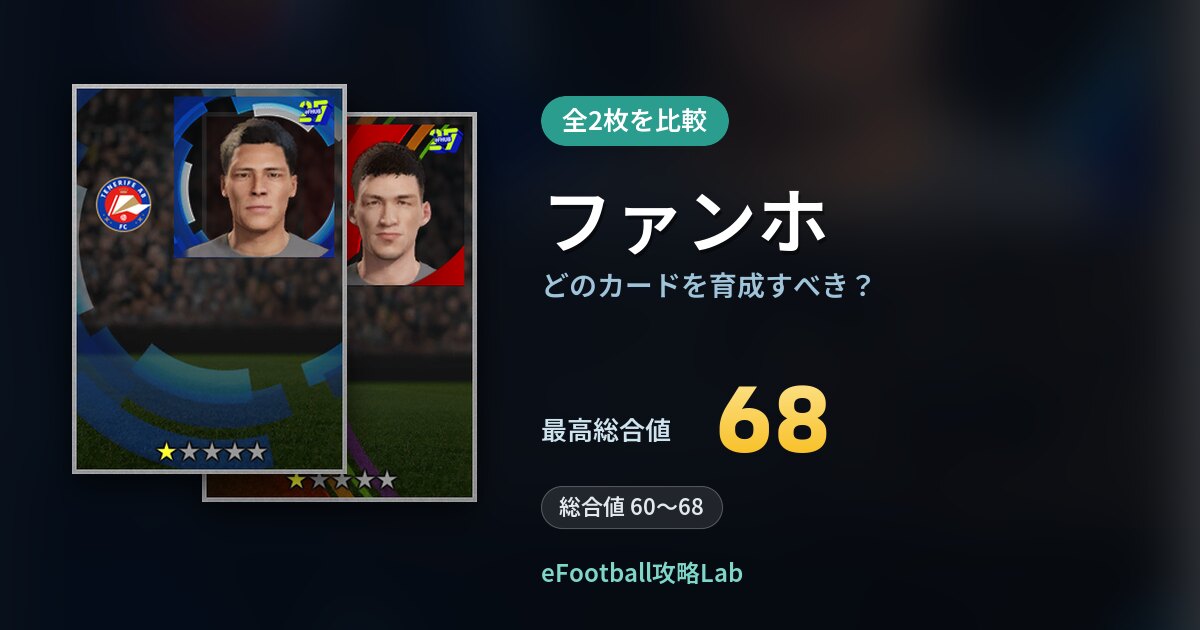 【イーフト】ファンホはどのカードを育成すべき？全2枚を比較