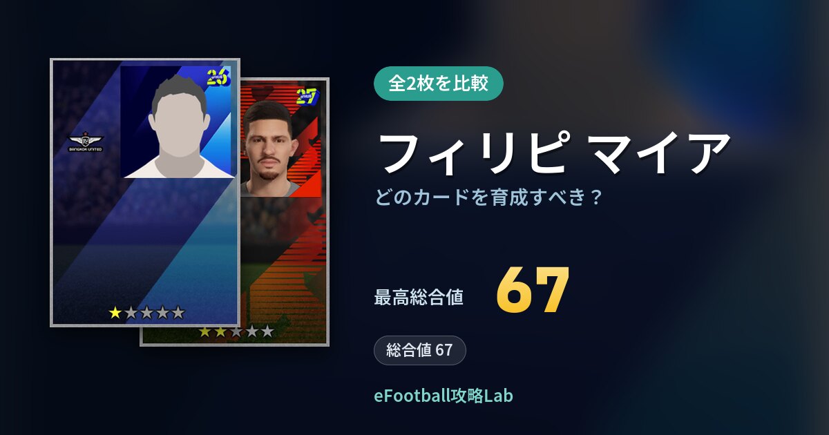 【イーフト】フィリピ マイアはどのカードを育成すべき？全2枚を比較