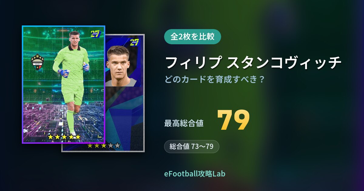 【イーフト】フィリプ スタンコヴィッチの育成カード比較（全2枚）