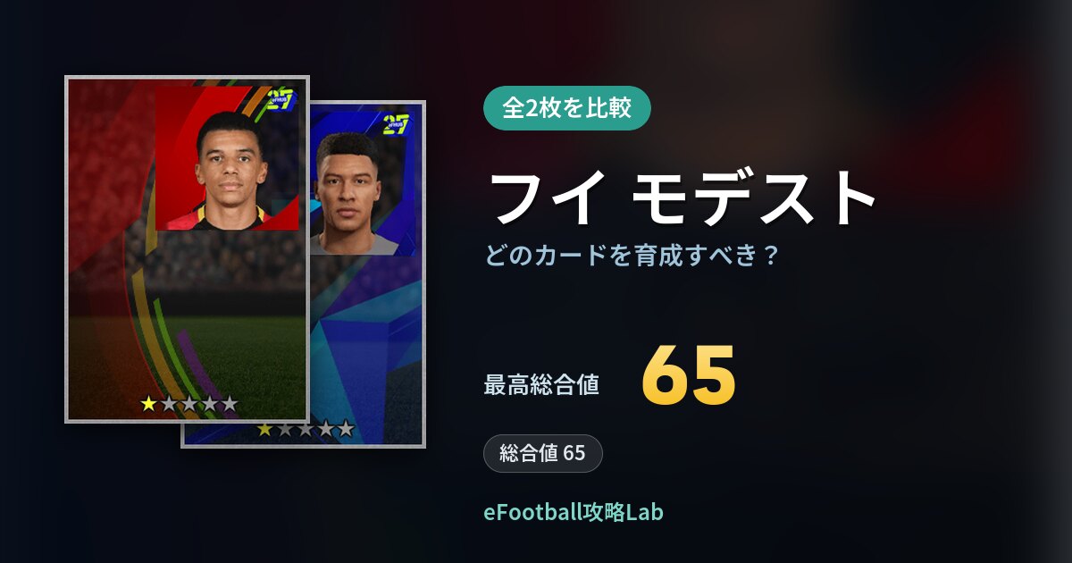 【イーフト】フイ モデストはどのカードを育成すべき？全2枚を比較