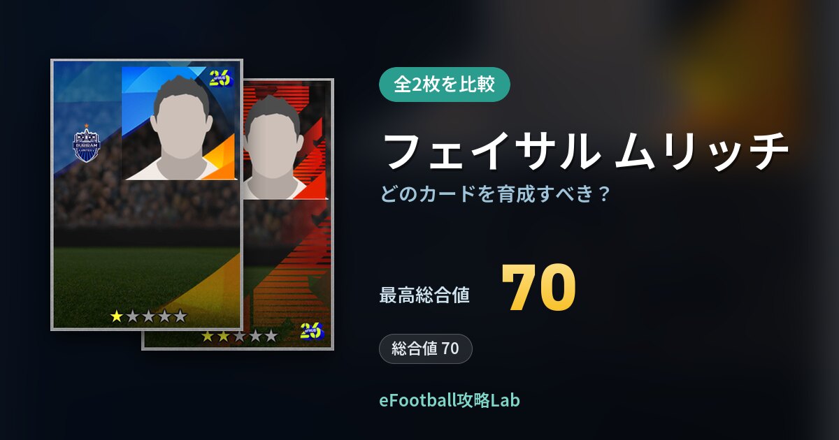 【イーフト】フェイサル ムリッチはどのカードを育成すべき?全2枚を比較