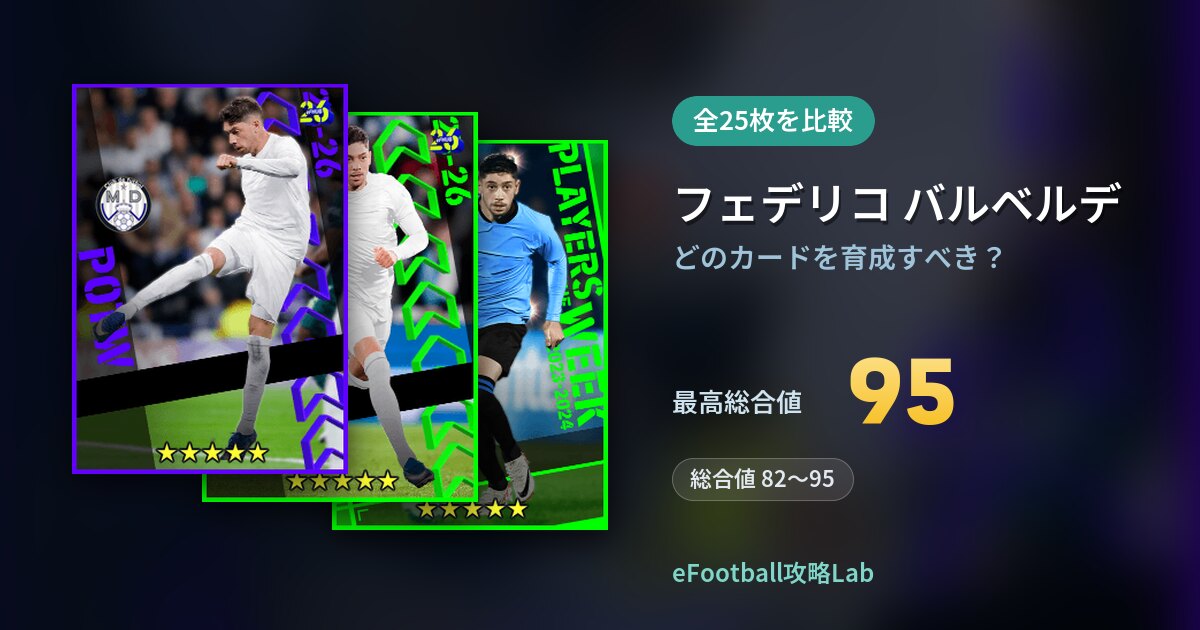 【イーフト】フェデリコ バルベルデはどのカードを育成すべき?全25枚を比較