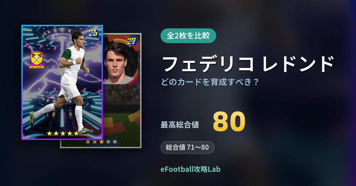 【イーフト】フェデリコ レドンドはどのカードを育成すべき？全2枚を比較