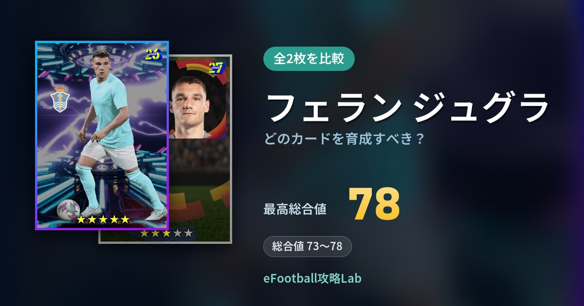 【イーフト】フェラン ジュグラはどのカードを育成すべき？全2枚を比較