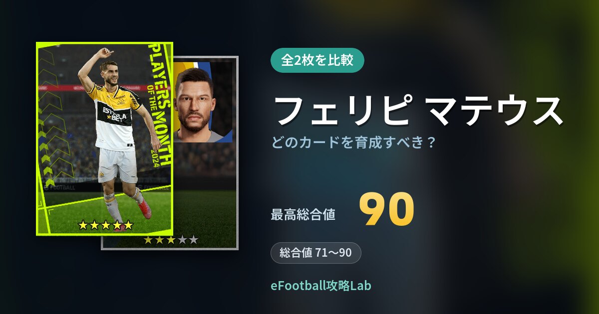 【イーフト】フェリピ マテウスはどのカードを育成すべき？全2枚を比較